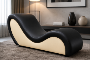 ASIENTO CURVO ELEGANTE BLANCO Y NEGRO